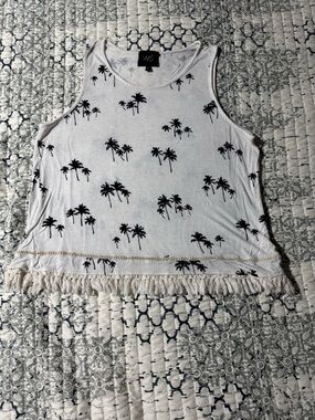 W5 Palm Tree Sleeveless Tank Top Tassel Waist Size XL